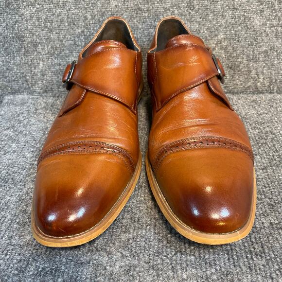 Stacy Adams DESMOND Mens 13 Brown Leather Cap Toe Monk Strap Oxford Dress Shoe main image 5